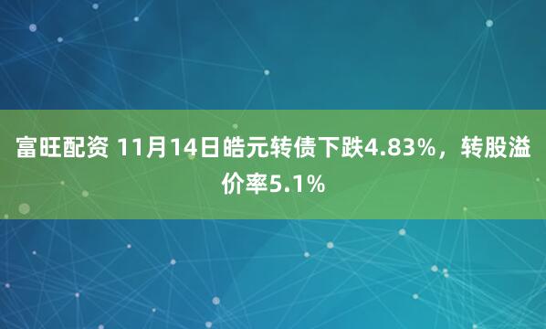 富旺配资 11月14日皓元转债下跌4.83%,转股溢价率5.1%
