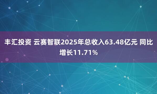 丰汇投资 云赛智联2025年总收入63.48亿元 同比增长11.71%